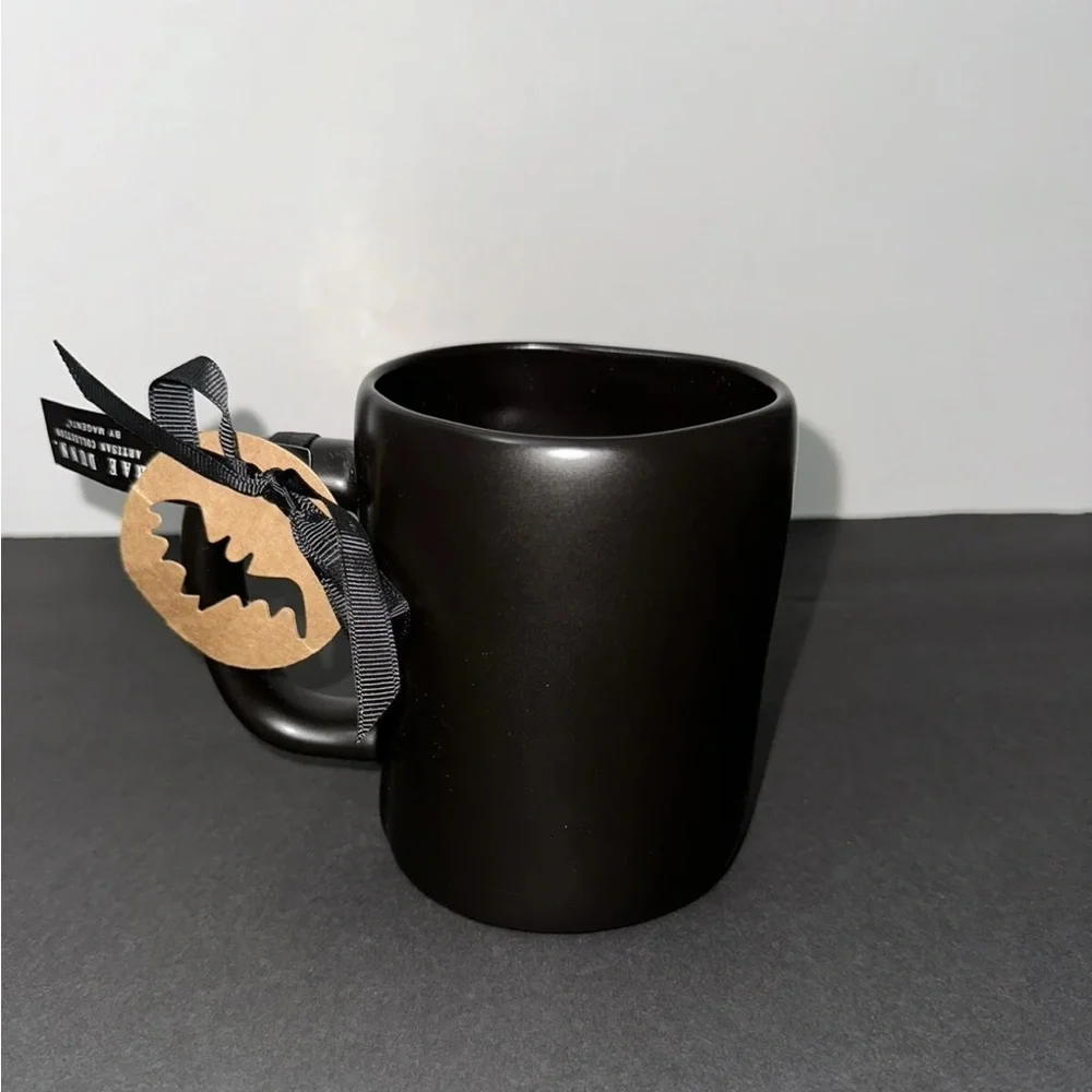Rae Dunn EEK! Black Halloween Mug With Bat Detail New